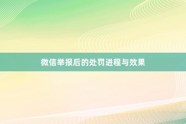 微信举报后的处罚进程与效果